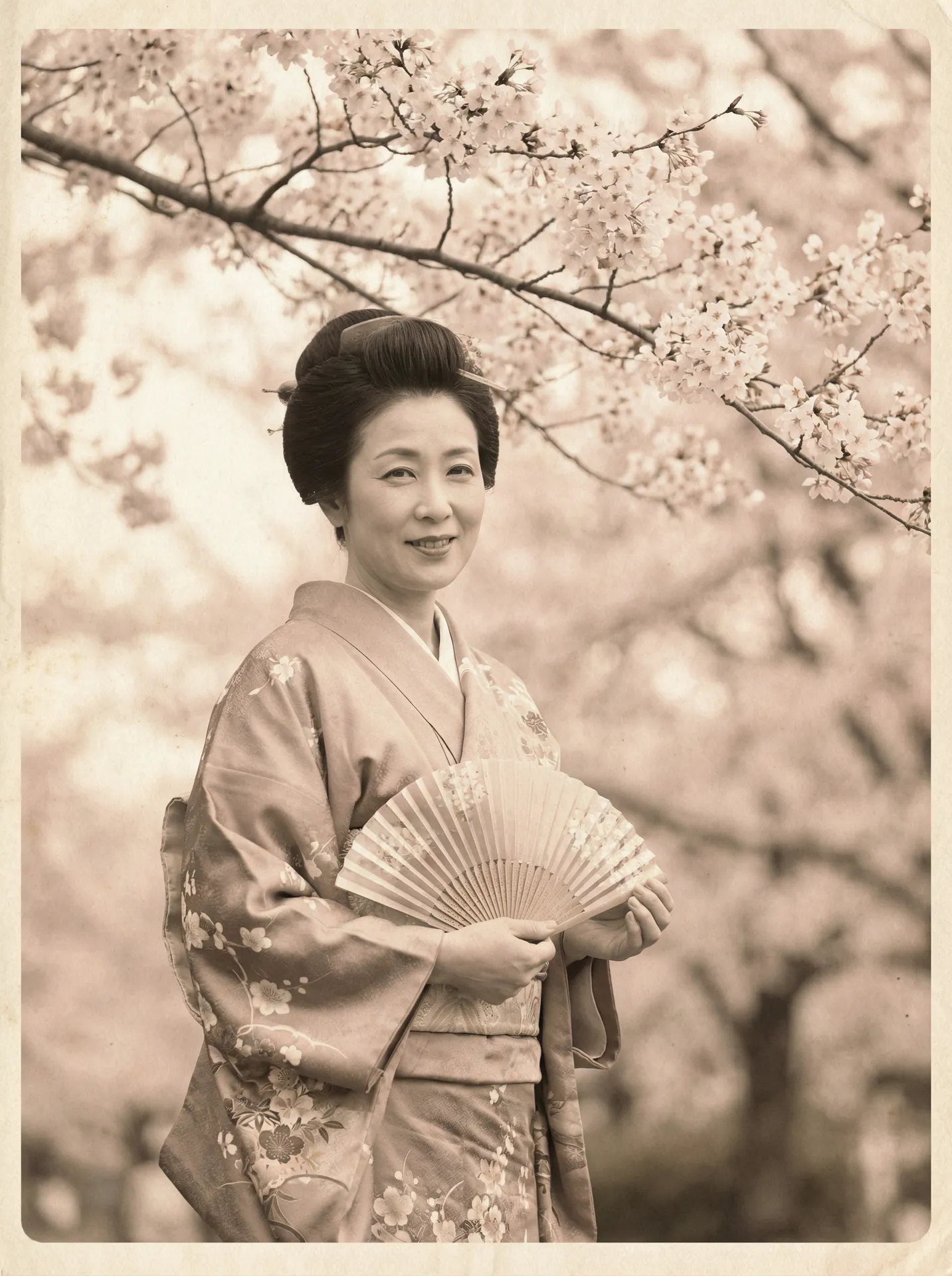 一位持扇的优雅 女神视频-魅力女神直播秀|全网高清视频播放器 在樱花树下的复古写真